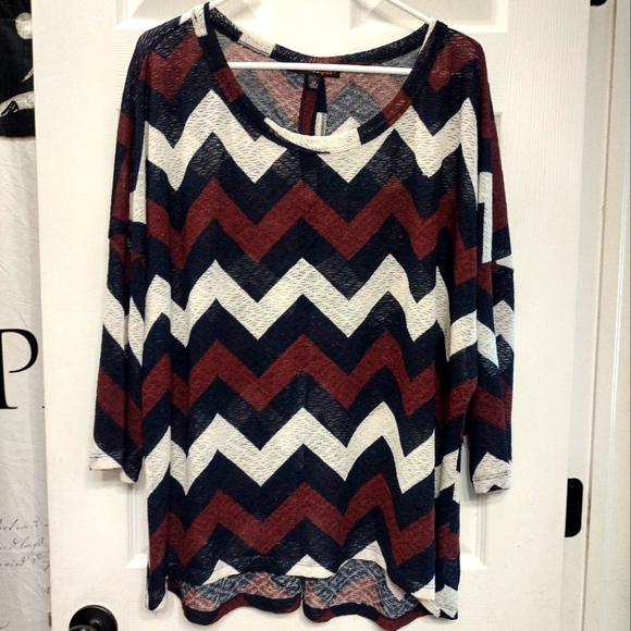 Heart Soul Plus Size 3X Button Back Top Chevron Pattern - Picture 1 of 5